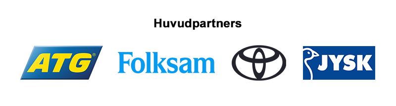 Huvudpartners: ATG, Folksam, Toyota Sverige och Jysk Sverige.